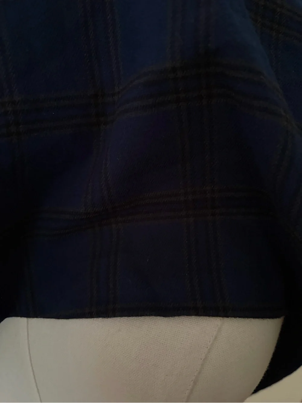 Dark Navy / Gray Plaid Wrap Mini Skirt, Soft, Large, EUC
